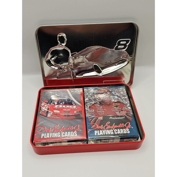 Vtg 2002 Tin Case Dale Earnhardt Jr Two Unopened Sealed Decks Of Playing Cards - Picture 12 of 15